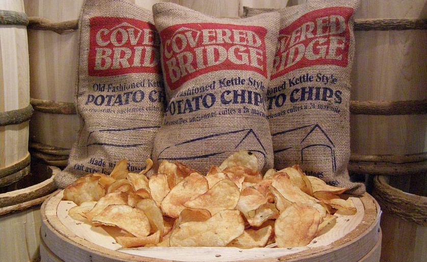 Covered Bridge Potato Chips turn heads with burlap packaging