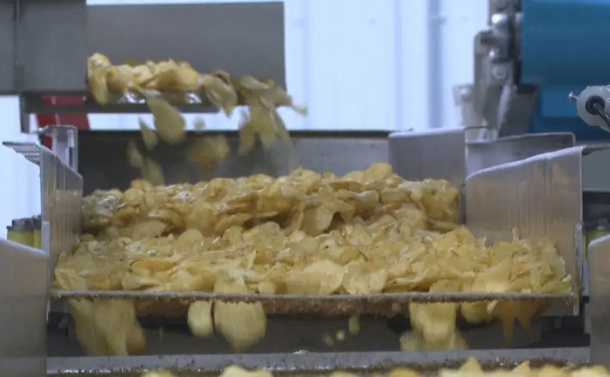 The new Covered Bridge Potato Chips facility in Woodstock, N.B., resumes production after a devastating fire destroyed the company’s original Hartland plant in March 2024.