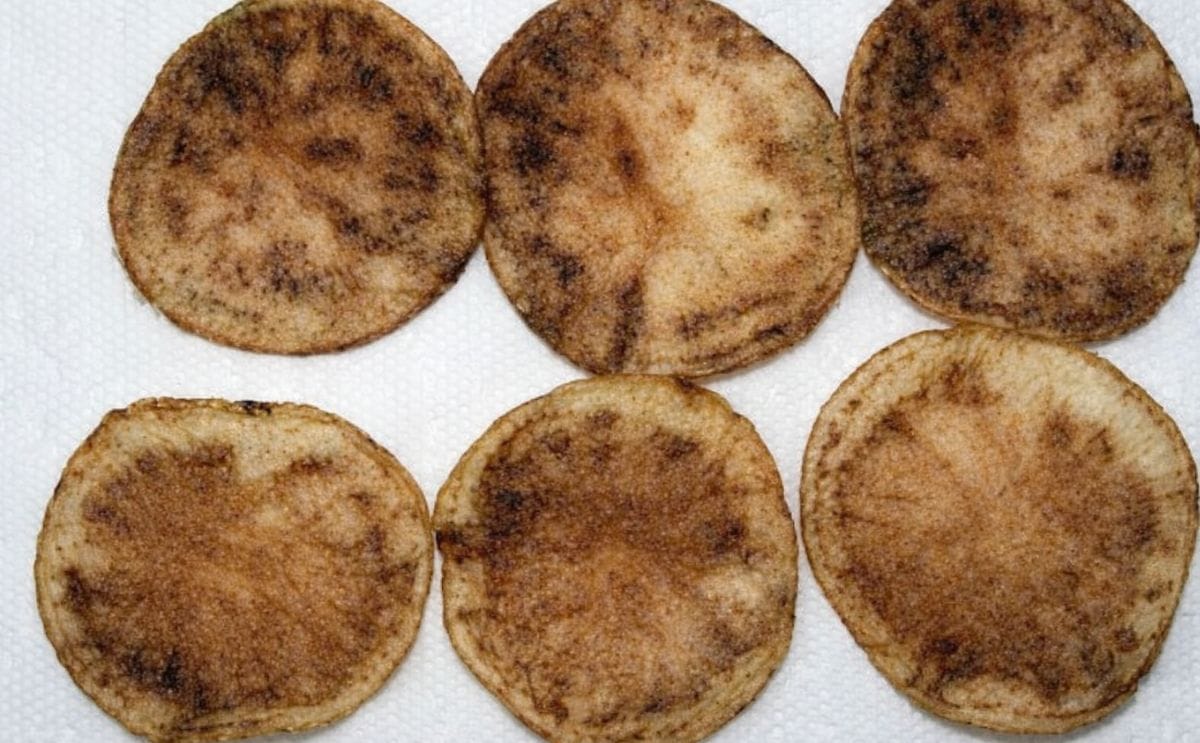 Zebra chip causes discolouration in potato tubers, and processed potatoes.