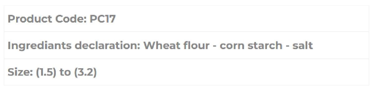 Almounajed Potato pellets (Crinkle) specifications Almounajed Potato pellets (Crinkle) specifications