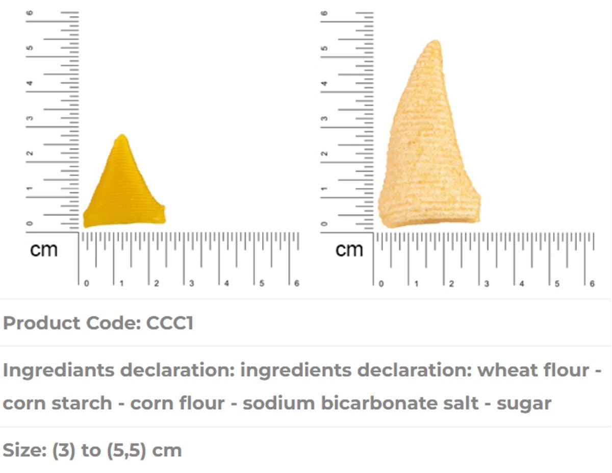 Almounajed Corn pellets (Crinkled Medium Cono) Specifications