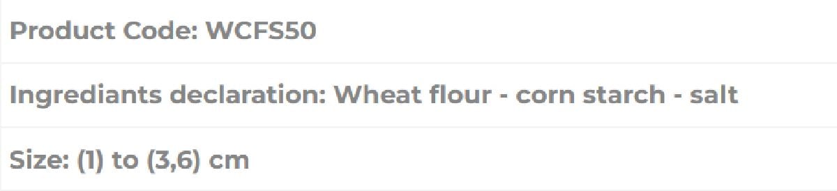 Almounajed Wheat Pellets (Crinkled Random Slices) Specifications