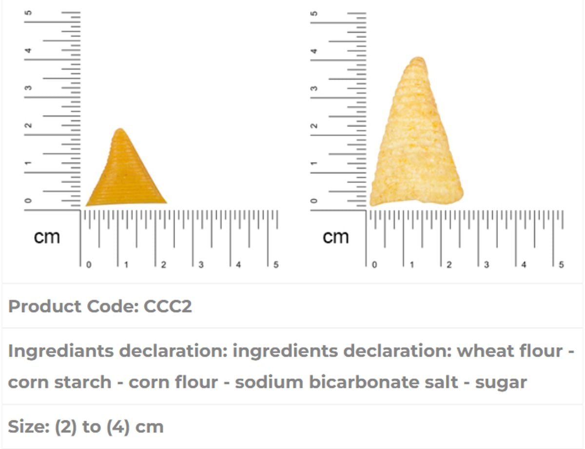 Almounajed Corn pellets (Crinkled Small Cono) Specifications