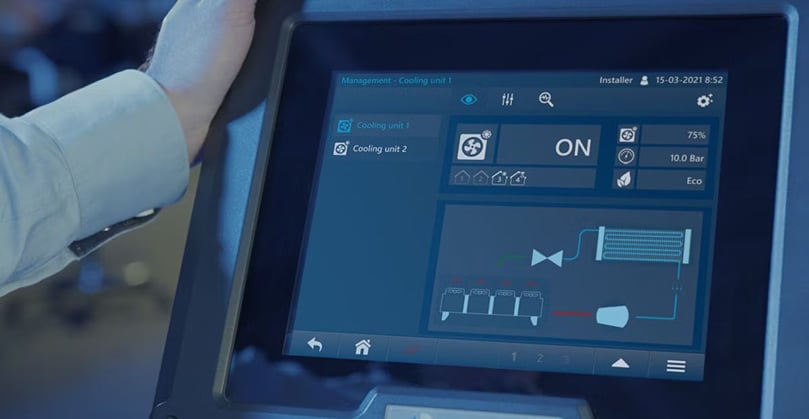 Croptimiz-r® in action—precisely managing cooling units and storage conditions via a single touchscreen. Croptimiz-r® in action—precisely managing cooling units and storage conditions via a single touchscreen.