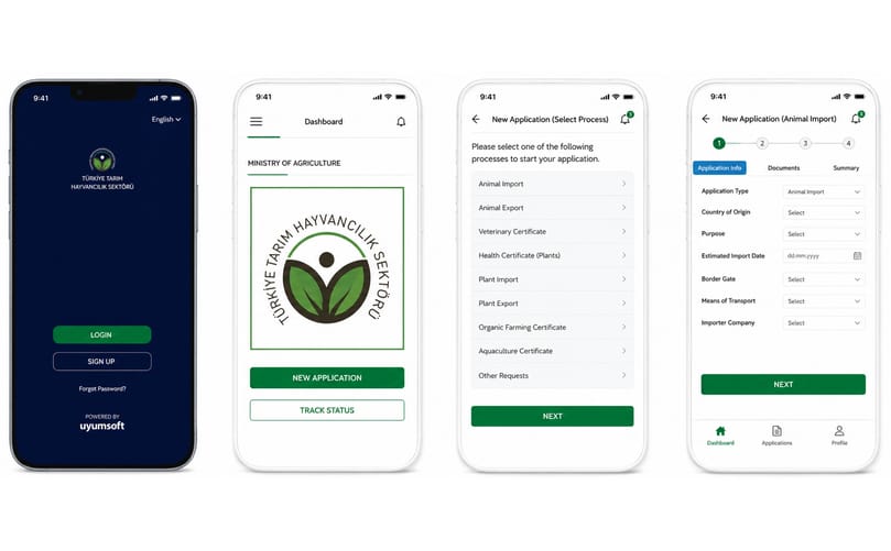 Selected screens from the Cropwise™ Sustainability (CWST) app showing the 2025 grower assessment process, including PSA partner selection, data sharing, and management practice reporting