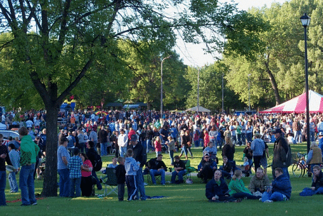 A huge crowd lined up to be served  