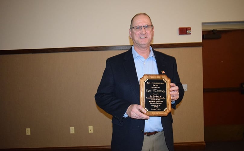 Dan Mahoney received the Agri-Communicator Award for excellence in communication and dedicated service in presenting a positive message about the agricultural industry Dan Mahoney received the Agri-Communicator Award for excellence in communication and dedicated service in presenting a positive message about the agricultural industry