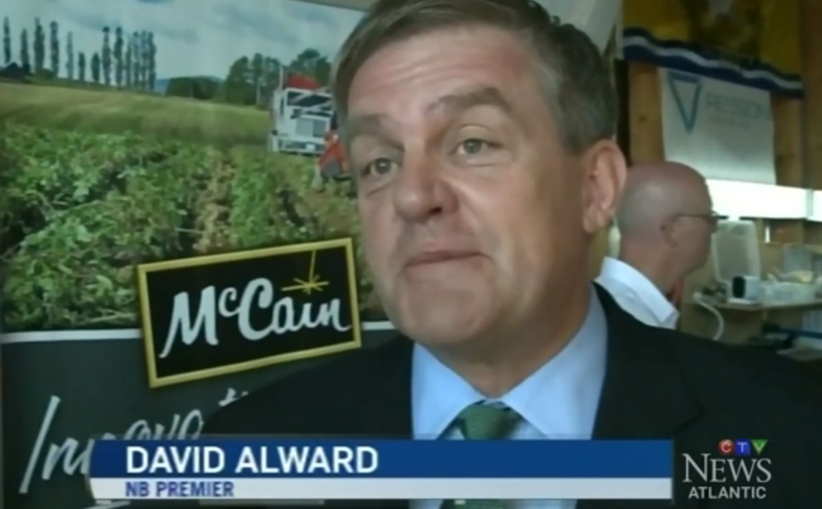 Premier David Alward announcing the research investment (courtesy Premier David Alward announcing the research investment (courtesy CTV News)