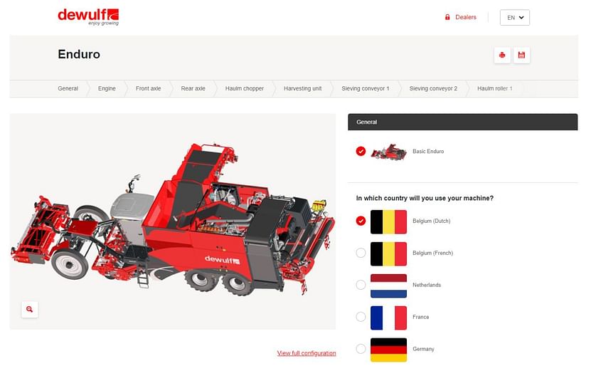 Dewulf launches state-of-the-art online configurator for its potato harvesters.