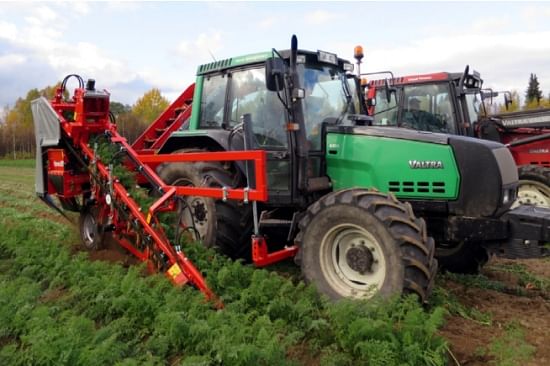 Dewulf P3K:1-row mounted top lifting harvester with discharge elevator