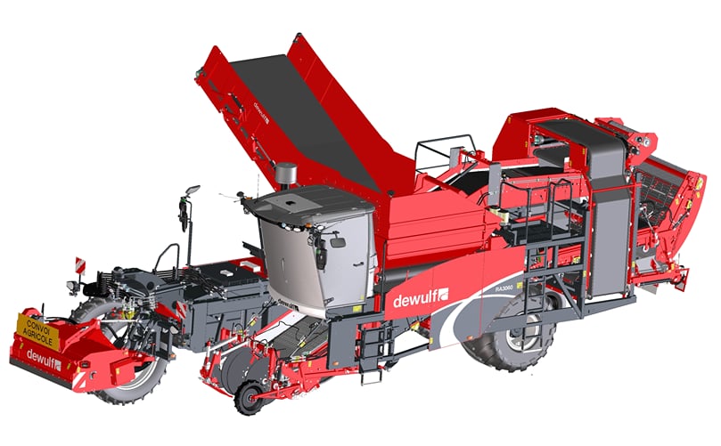 Dewulf R3060, updated self-propelled 2-row harvester with enhanced user interface and ergonomic design Dewulf R3060, updated self-propelled 2-row harvester with enhanced user interface and ergonomic design