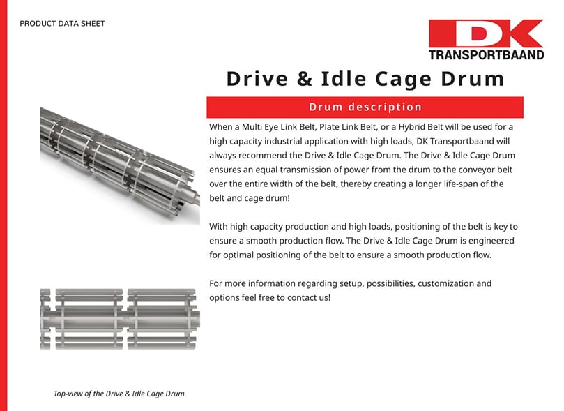 DK Transportbaand - Drive & Idle Cage Drum Data Sheet