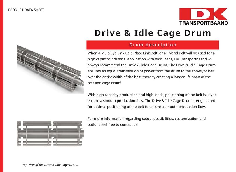 DK Transportbaand - Drive & Idle Cage Drum Data Sheet