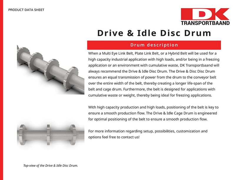 DK Transportbaand - Drive & Idle Disc Drum Data Sheet