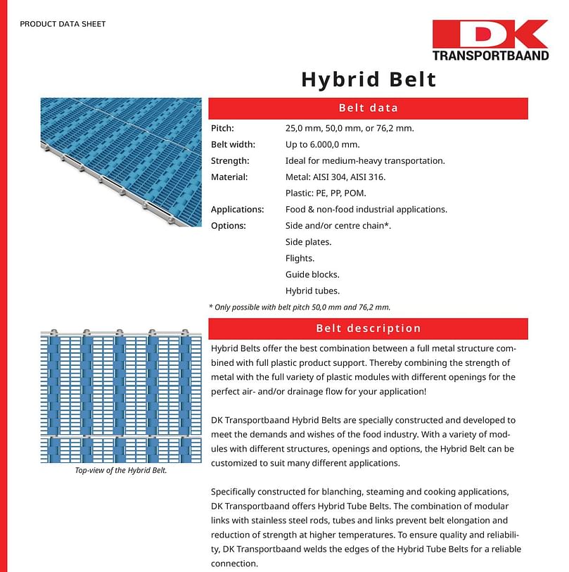  Dk Transportbaaand - Hybrid Conveyor Belt Data Sheet 