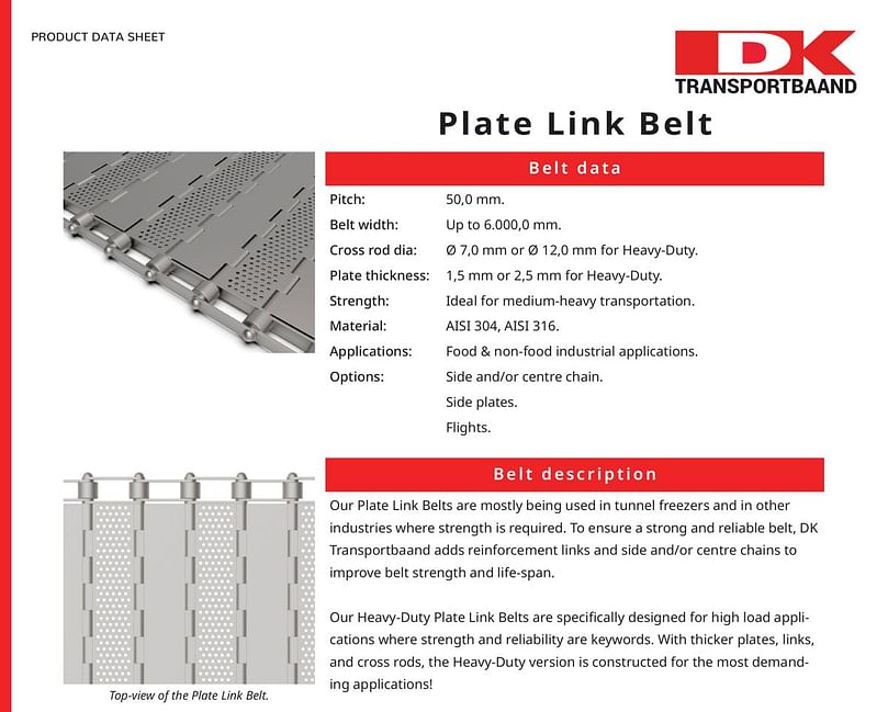 DK Transportbaand Multi Eye Link Metal Conveyor Belt Data Sheet 