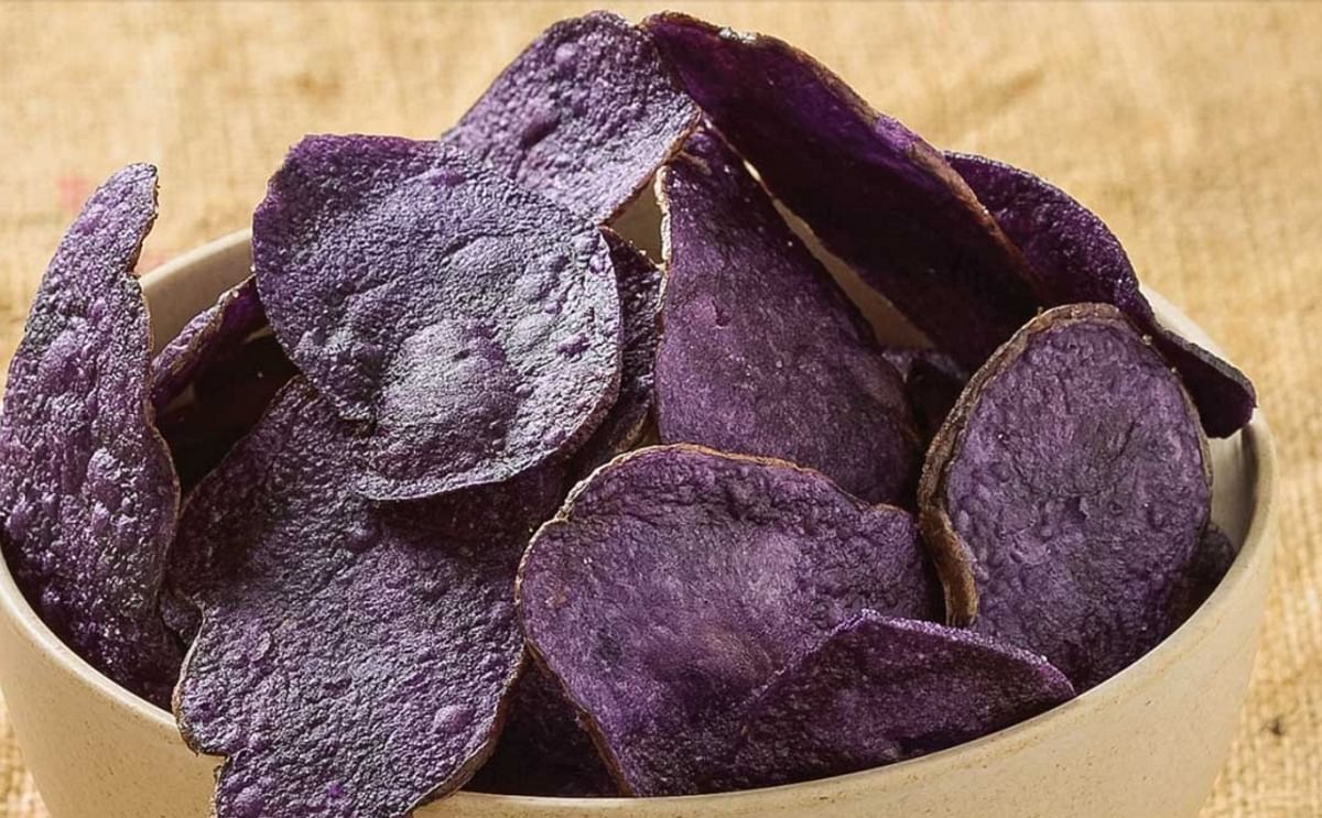 Peter Scott branded the purple potato chips DK's Purple Potato Chips, named after his late farmer father, David Keith (DK) Scott.