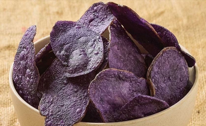 Peter Scott branded the purple potato chips DK's Purple Potato Chips, named after his late farmer father, David Keith (DK) Scott.