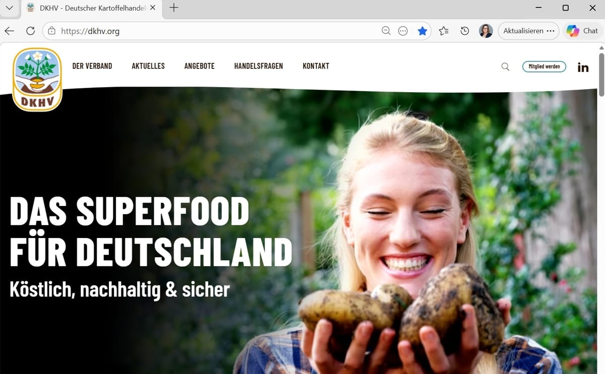 DKHV's newly launched website features a modern, user-friendly design that highlights Germany's potato industry, strengthens industry communication, and showcases member companies through an interactive nationwide network map.
