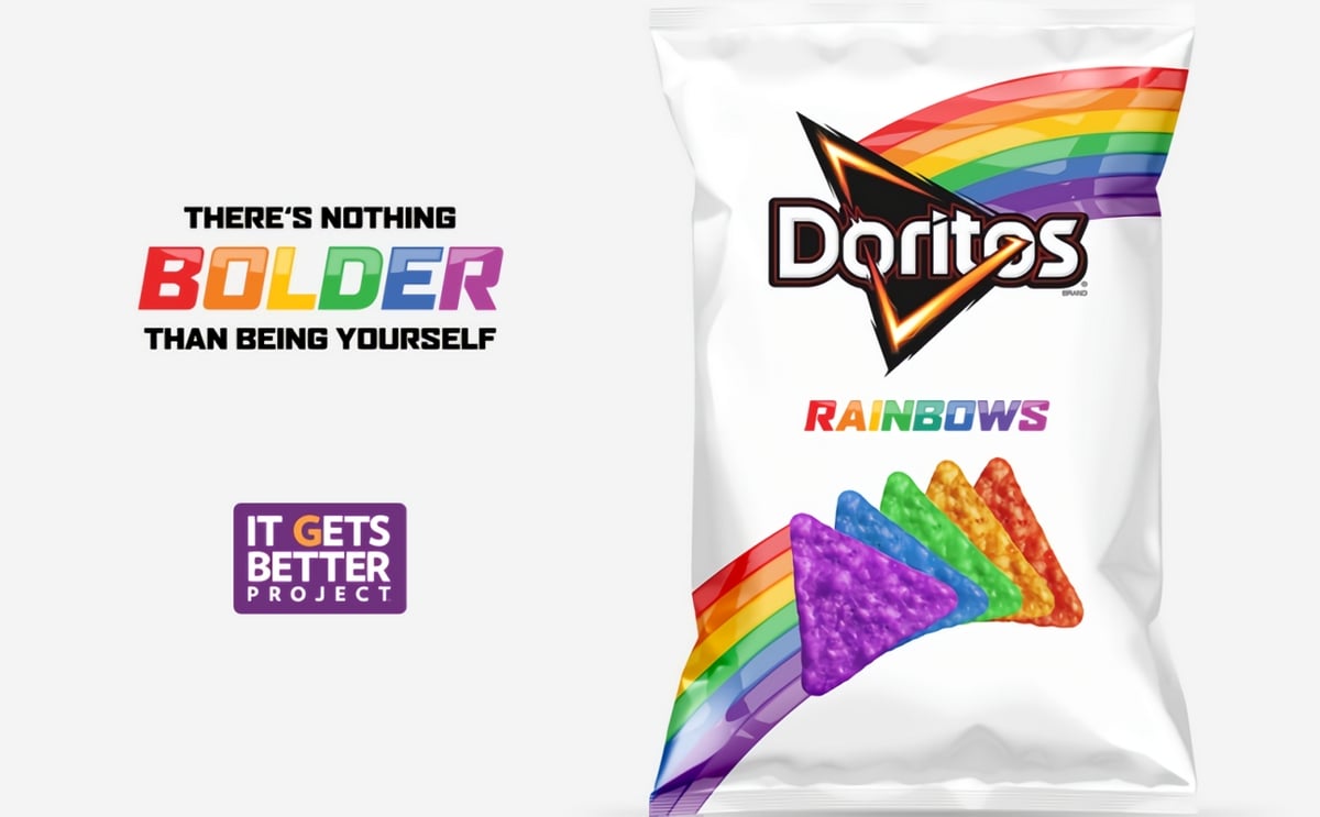 Doritos Rainbow Chips, a new, limited-edition product to celebrate and support the lesbian, gay, bisexual and transgender (LGBT) community in the boldest, most colorful way possible. Doritos Rainbow Chips, a new, limited-edition product to celebrate and support the lesbian, gay, bisexual and transgender (LGBT) community in the boldest, most colorful way possible.