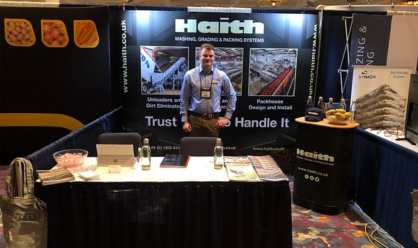 Duane Hill, managing director at Haith in their booth at Potato Expo 2020