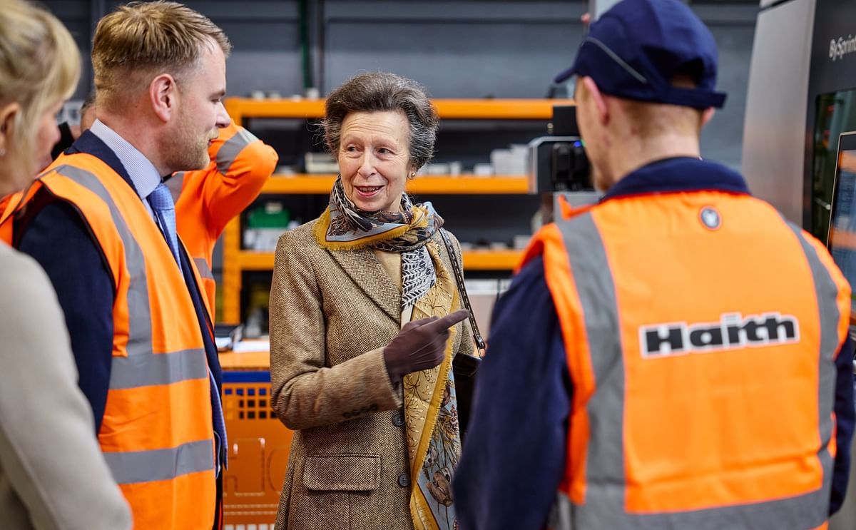 Duane Hill left with HRH Princess Royal at Haith Group