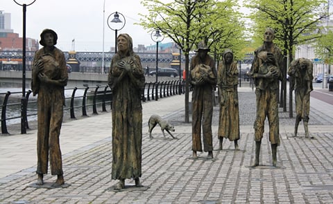 Memorial in Dublin, Ireland commemorating the potato famine of the 1840's caused by Phytophthora infestans Memorial in Dublin, Ireland commemorating the potato famine of the 1840's caused by Phytophthora infestans