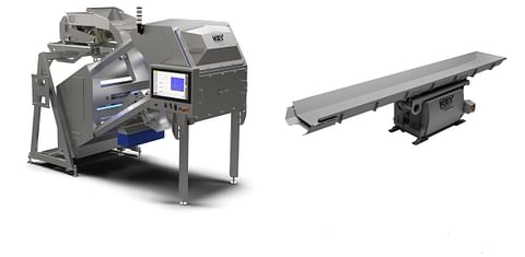 Duravant's Food Sorting and Handling Solutions equipment (from left): Key Technology's COMPASS sorter, Key Technology's reversible Zephyr conveyor
