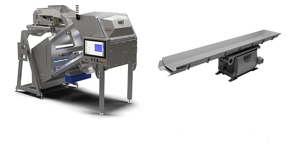 Duravant's Food Sorting and Handling Solutions equipment (from left): Key Technology's COMPASS sorter, Key Technology's reversible Zephyr conveyor