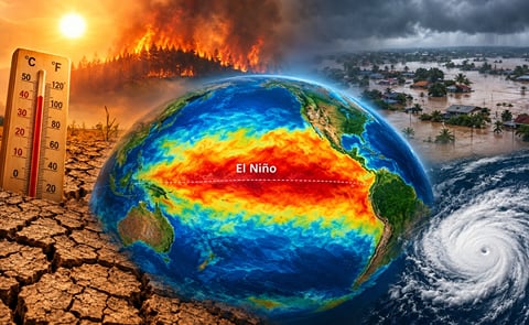 El Niño intensifies across the Pacific, amplifying extreme heat, drought, wildfires and flooding risks worldwide. El Niño intensifies across the Pacific, amplifying extreme heat, drought, wildfires and flooding risks worldwide.