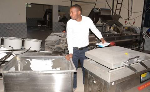 Danson Ndegwa, plant manager of the Engineer Food Processing plant located at Engineer town explains the potato processing production process during a tour of the plant prior to its official opening. Danson Ndegwa, plant manager of the Engineer Food Processing plant located at Engineer town explains the potato processing production process during a tour of the plant prior to its official opening.