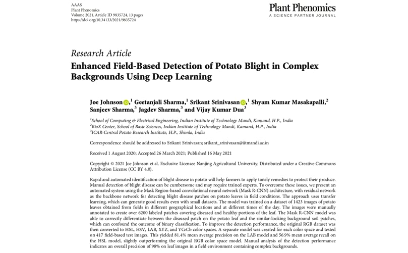 Enhanced Field-Based Detection of Potato Blight in Complex Backgrounds Using Deep Learning Enhanced Field-Based Detection of Potato Blight in Complex Backgrounds Using Deep Learning