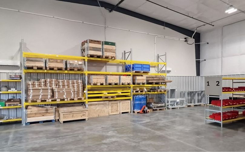 Eqraft Inc's new service center in Tri-Cities, Washington, stocked with spare parts.