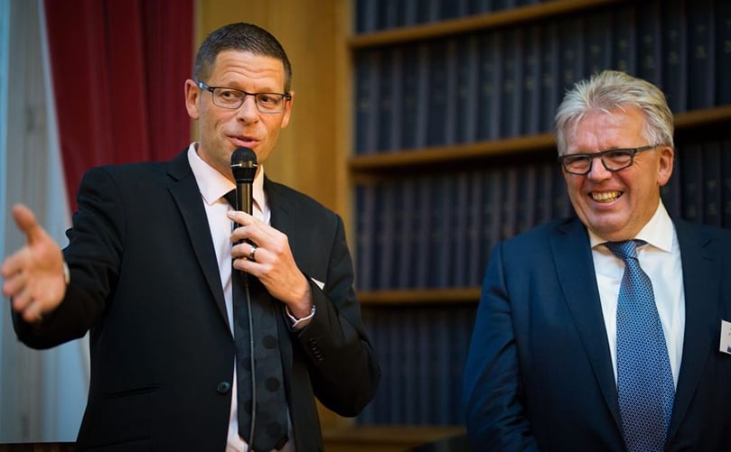 Gilles Fontaine, new Europatat President, and Jos Muyshondt, former Europatat President, during the Gala Dinner Gilles Fontaine, new Europatat President, and Jos Muyshondt, former Europatat President, during the Gala Dinner