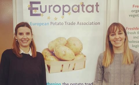 Raquel Izquierdo de Santiago (left) and Berta Redonda (right) earlier this week at the Europatat booth at Fruit Logistica in Berlin (Courtesy: @Europatat) Raquel Izquierdo de Santiago (left) and Berta Redonda (right) earlier this week at the Europatat booth at Fruit Logistica in Berlin (Courtesy: @Europatat)