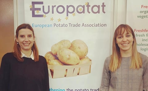 Raquel Izquierdo de Santiago (left) and Berta Redonda (right) earlier this week at the Europatat booth at Fruit Logistica in Berlin (Courtesy: @Europatat) Raquel Izquierdo de Santiago (left) and Berta Redonda (right) earlier this week at the Europatat booth at Fruit Logistica in Berlin (Courtesy: @Europatat)