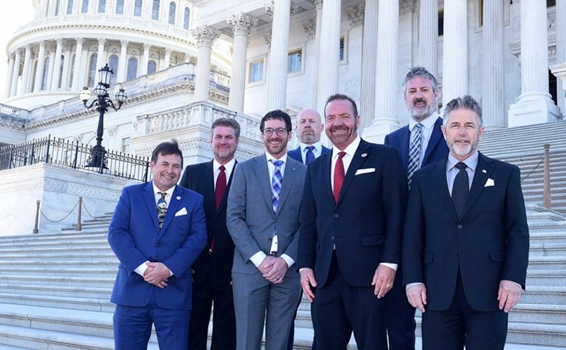 From left to right: Ted Tschirky, Dean Gibson, Ben Sklarczyk, Chris Olsen, RJ Andrus, TJ Hall, and Bob Mattive (Courtesy: National Potato Council) From left to right: Ted Tschirky, Dean Gibson, Ben Sklarczyk, Chris Olsen, RJ Andrus, TJ Hall, and Bob Mattive (Courtesy: National Potato Council)