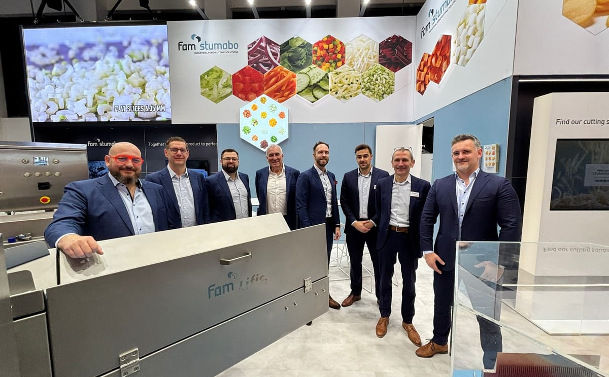 The FAM STUMABO team presented automated cutting solutions for fruit, vegetable, and potato processors at Fruit Logistica 2026, focusing on efficiency, consistency, and reduced labor dependency. The FAM STUMABO team presented automated cutting solutions for fruit, vegetable, and potato processors at Fruit Logistica 2026, focusing on efficiency, consistency, and reduced labor dependency.