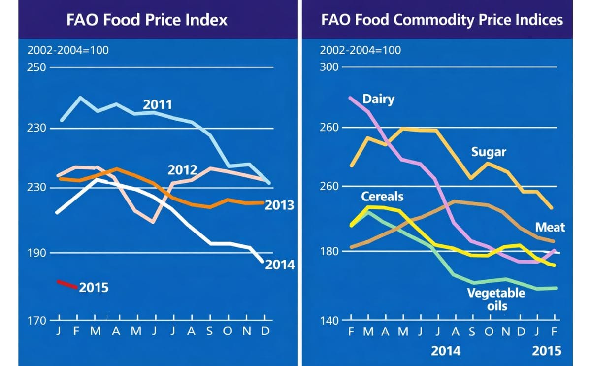 The FAO Food Price Index dips to its lowest level since July 2010