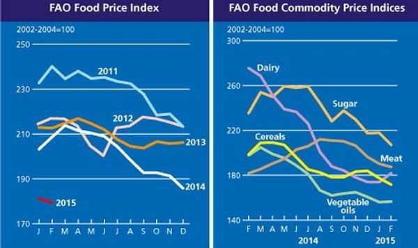 The FAO Food Price Index dips to its lowest level since July 2010