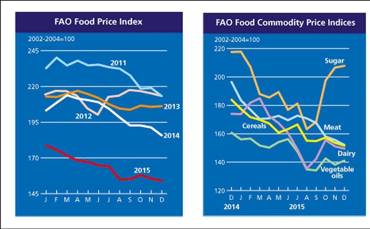 FAO Food Price index down 19% for the year 2015 - after another decline in December FAO Food Price index down 19% for the year 2015 - after another decline in December