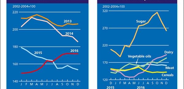 The FAO Food Price Index fell for the fifth consecutive year in 2016