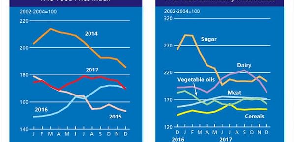 The FAO Food Price Index rebounded in 2017 despite a decline in December