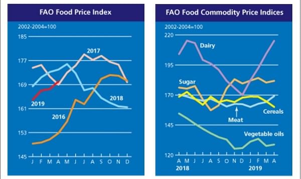 The FAO Food Price Index (FFPI) rose in April 2019 to around 170 points