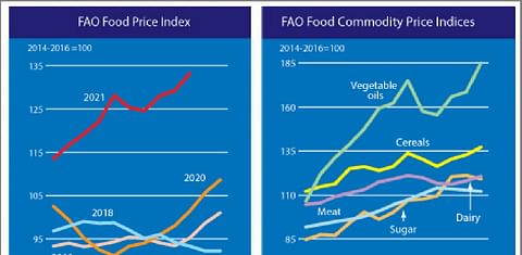 The FAO Food Price Index at its highest since July 2011.