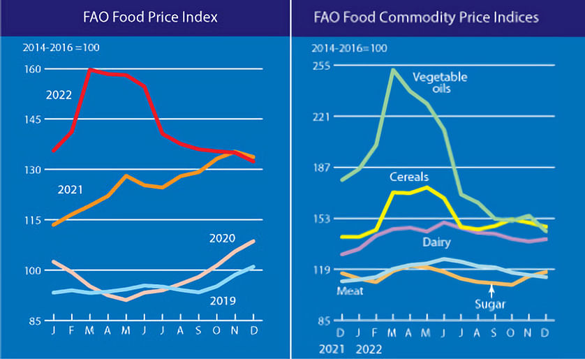 FAO Food Price Index continued to drop in December, however, it rose substantially on a yearly basis