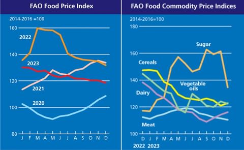 FAO Food Price index eased substantially in 2023 FAO Food Price index eased substantially in 2023