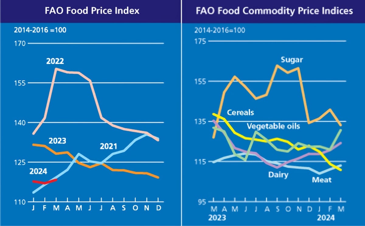 After seven months of decline, FAO Food Price Index ticks up in March, mostly driven by higher world vegetable oil prices After seven months of decline, FAO Food Price Index ticks up in March, mostly driven by higher world vegetable oil prices