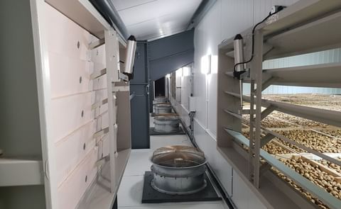 A box storage system for potatoes installed by Farm Electronics at B & C Farming Ltd (Courtesy: Farm Electronics / Facebook) A box storage system for potatoes installed by Farm Electronics at B & C Farming Ltd (Courtesy: Farm Electronics / Facebook)