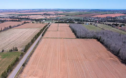 The patchwork quilt of farm fields near Breadalbane.